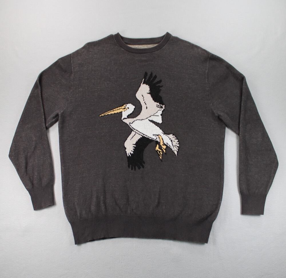 Barney Cools Pelican Knit Sweater Washed Black Mens Small Pullover